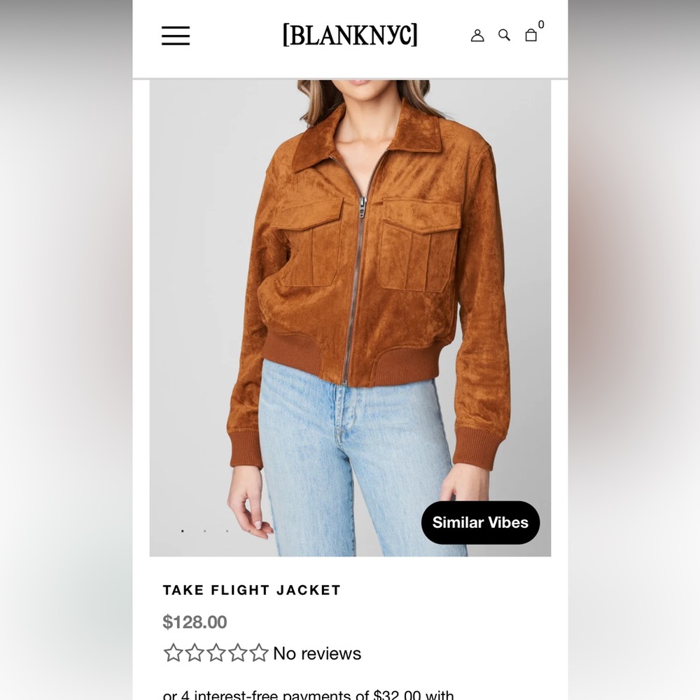 Nwt Blank NYC sz Med Take Flight Vegan Suede Jacket 128$ on-site brown coat